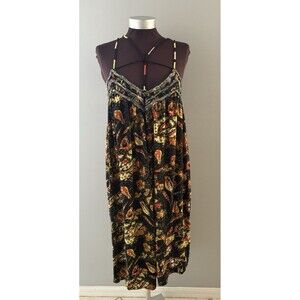 Free People Garden Party Sundress Size Large Black Tassel Boho Lounge